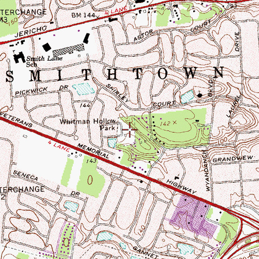Topographic Map of Whitman Hollow Park, NY