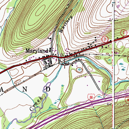 Topographic Map of Whitney Brook, NY
