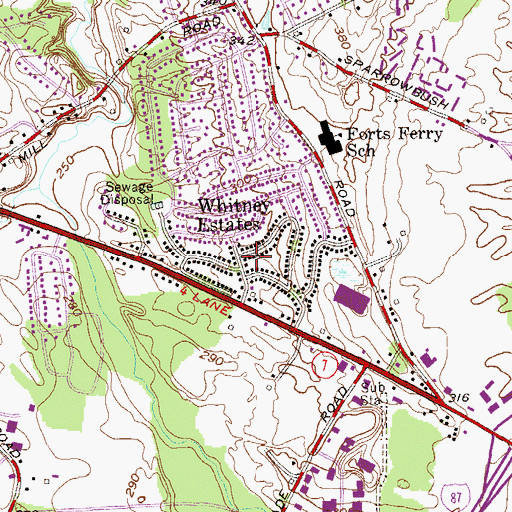 Topographic Map of Whitney Estates, NY