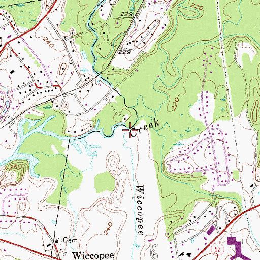 Topographic Map of Wiccopee Creek, NY