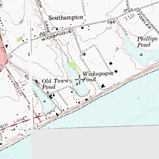 Topographic Map of Wickapogue Pond, NY