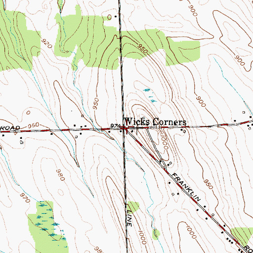 Topographic Map of Wicks Corners, NY