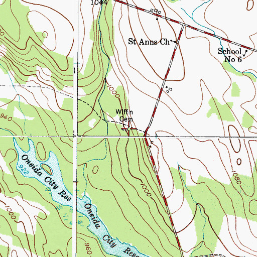 Topographic Map of Whiffin Cemetery, NY