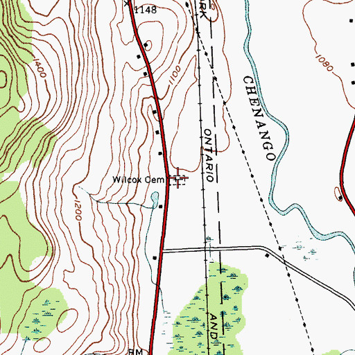 Topographic Map of Willcox Cemetery, NY