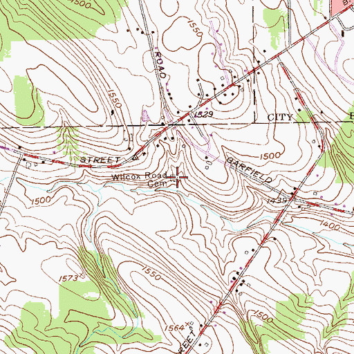 Topographic Map of Wilcox Cemetery, NY