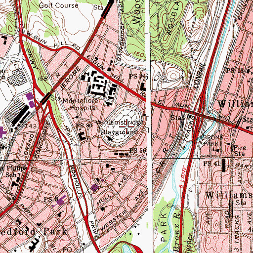 Topographic Map of Williamsbridge Playground, NY