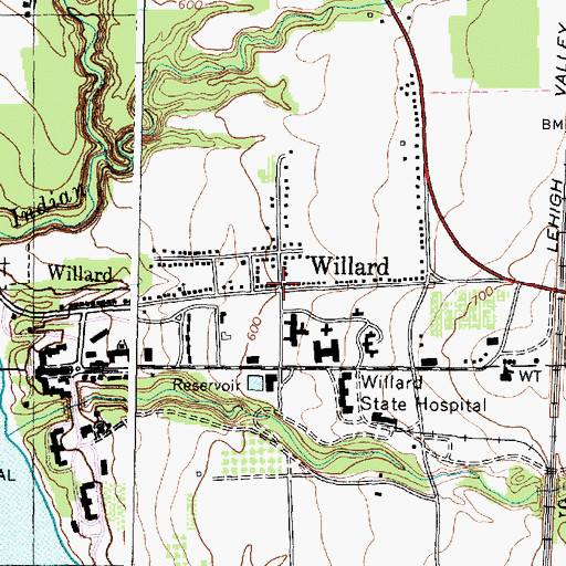 Topographic Map of Willard, NY