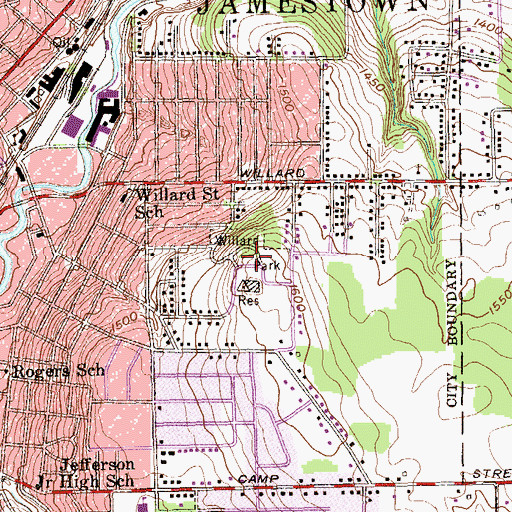 Topographic Map of Willard Park, NY