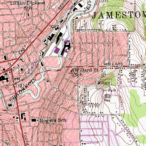 Topographic Map of Willard Street School, NY