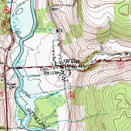 Topographic Map of Willet, NY