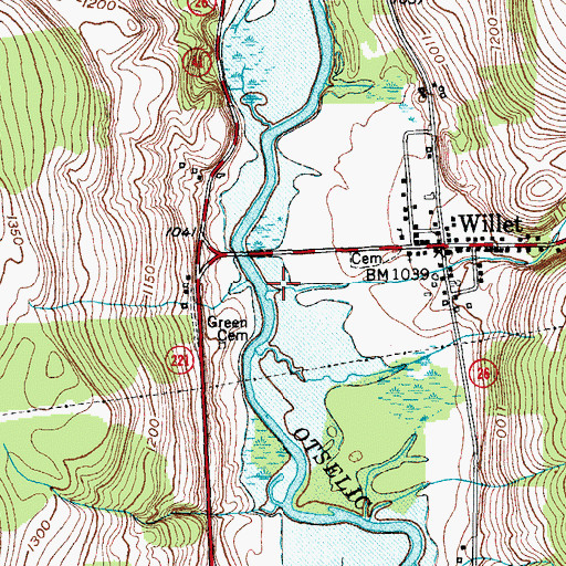 Topographic Map of Willet Creek, NY