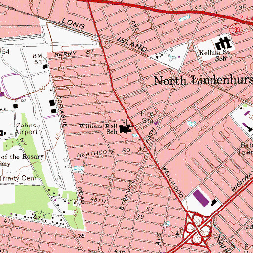 Topographic Map of William Rall Elementary School, NY