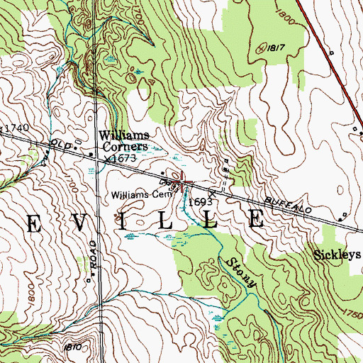 Topographic Map of Williams Cemetery, NY
