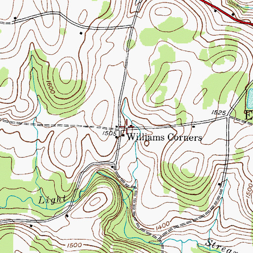 Topographic Map of Williams Corners, NY