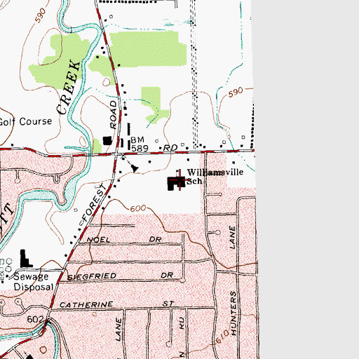 Topographic Map of Williamsville School, NY