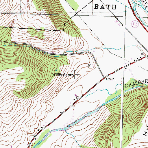 Topographic Map of Willis Cemetery, NY