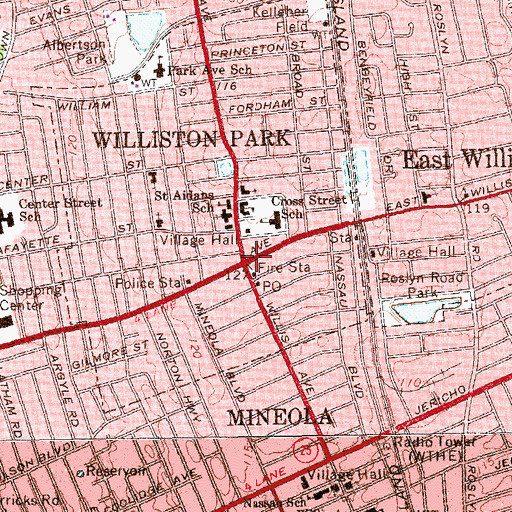 Topographic Map of Williston Park, NY