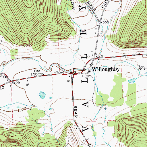 Topographic Map of Willoughby, NY