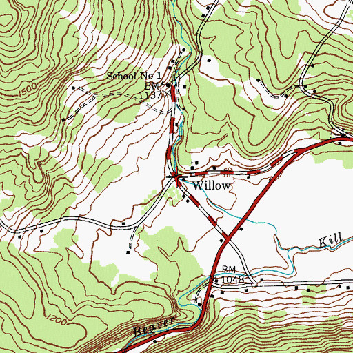 Topographic Map of Willow, NY