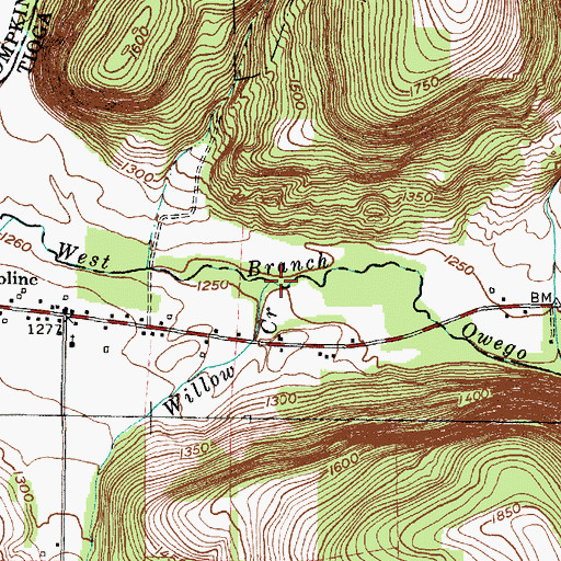 Topographic Map of Willow Creek, NY