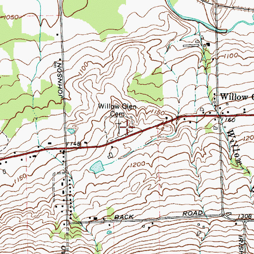 Topographic Map of Willow Glen Cemetery, NY