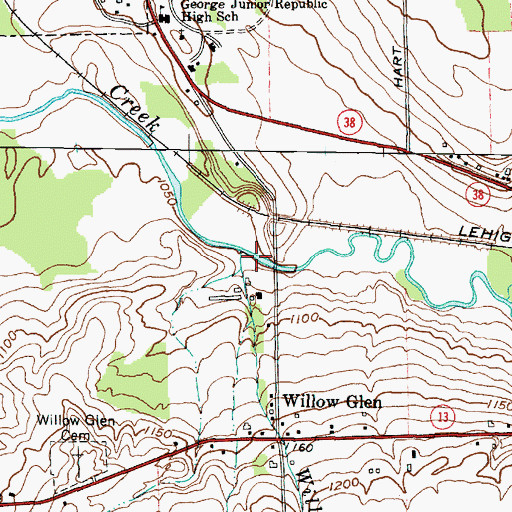 Topographic Map of Willow Glen Creek, NY