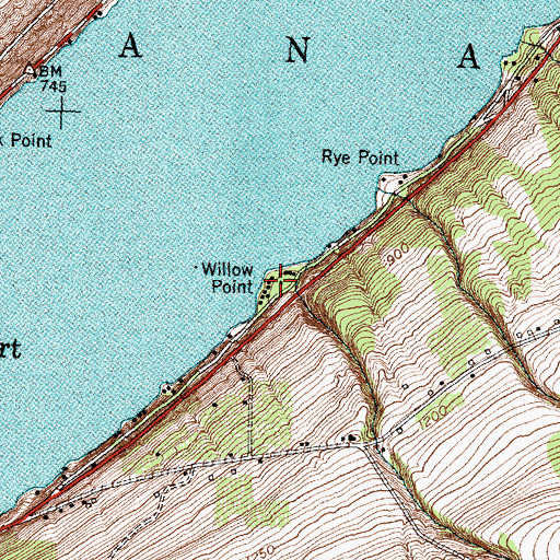 Topographic Map of Willow Point, NY
