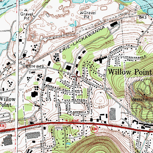 Topographic Map of Willow Point, NY