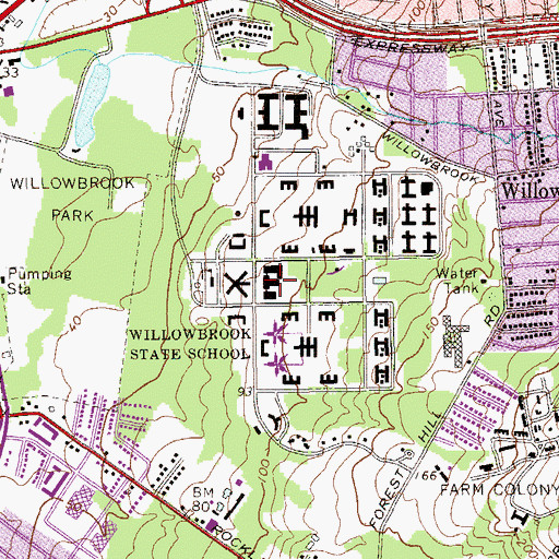 Topographic Map of Willowbrook State School (historical), NY