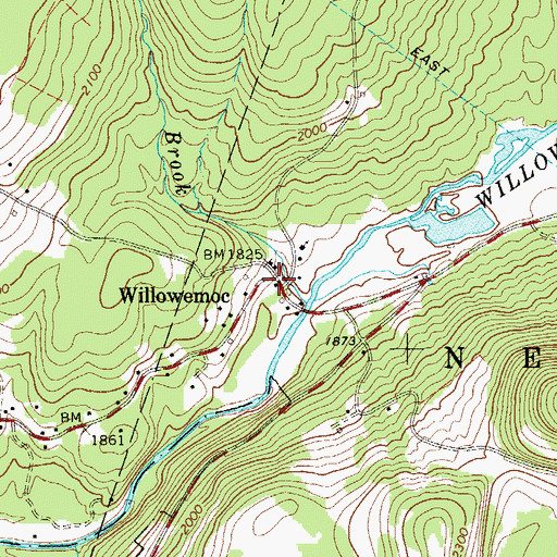 Topographic Map of Willowemoc, NY