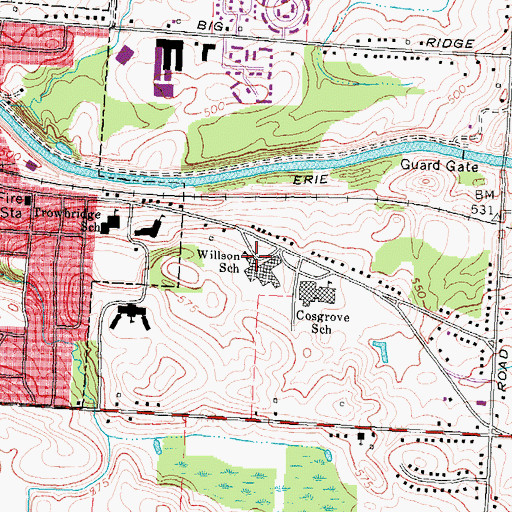 Topographic Map of Willson School, NY