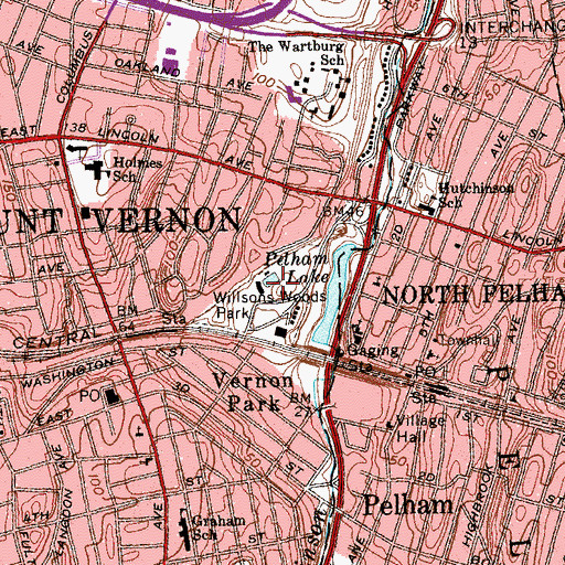 Topographic Map of Willsons Woods Park, NY