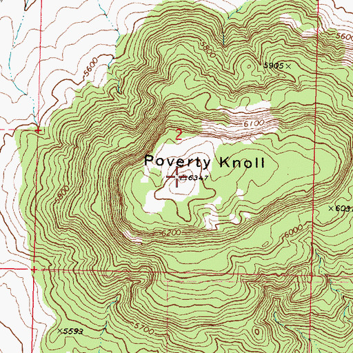 Topographic Map of Poverty Knoll, AZ