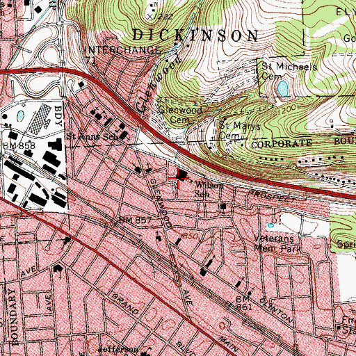 Topographic Map of Wilson School, NY