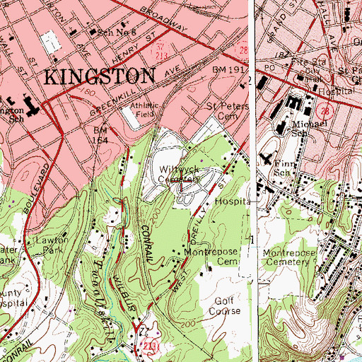 Topographic Map of Wiltwyck Cemetery, NY
