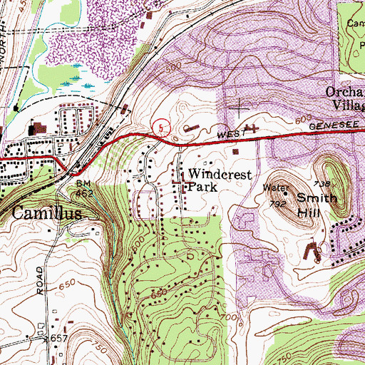 Topographic Map of Windcrest Park, NY