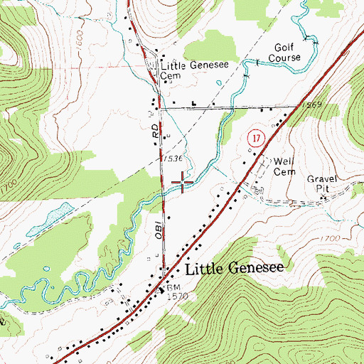 Topographic Map of Windfall Creek, NY