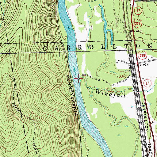 Topographic Map of Windfall Creek, NY