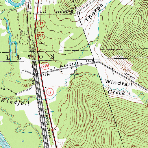 Topographic Map of Windfall Hollow, NY