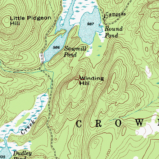Topographic Map of Winding Hill, NY