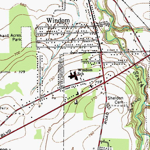 Topographic Map of Windom Elementary School, NY