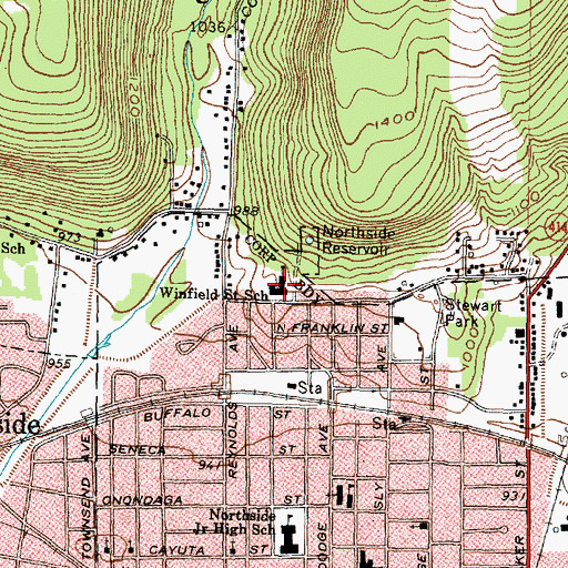 Topographic Map of Winfield Street Elementary School, NY