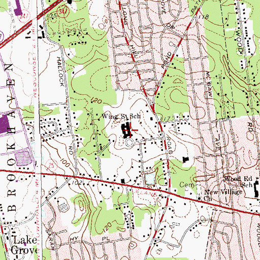 Topographic Map of Wing Street School, NY