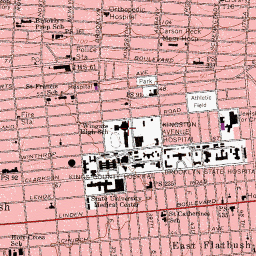 Topographic Map of George W Wingate High School (historical), NY