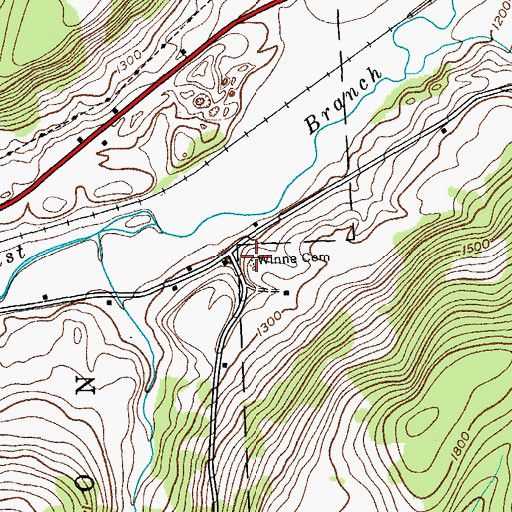 Topographic Map of Winne Cemetery, NY