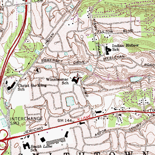 Topographic Map of Winnicomac School, NY