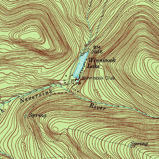 Topographic Map of Winnisook Club, NY