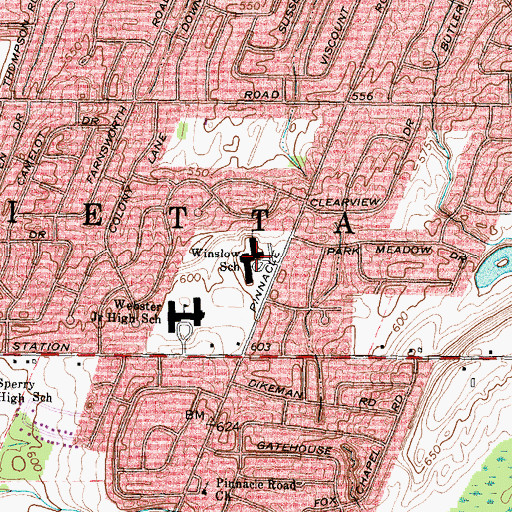 Topographic Map of Floyd S Winslow Elementary School, NY
