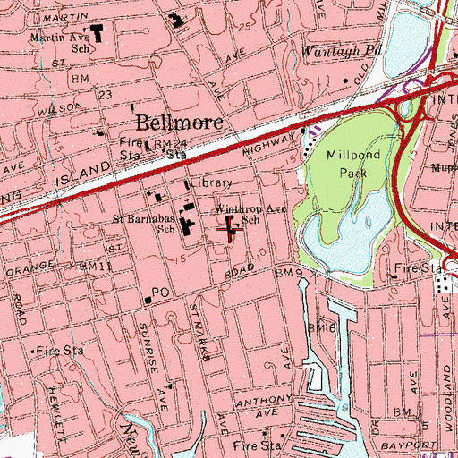 Topographic Map of Winthrop Avenue Primary Center, NY