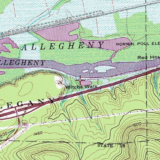 Topographic Map of Witchs Walk, NY